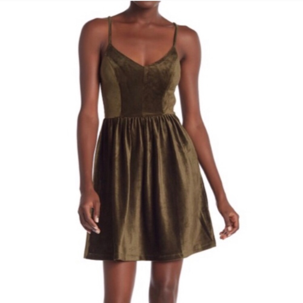 Good Luck Gem Olive Green Cordrouy Dress